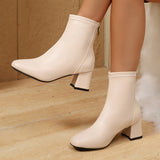 Autumn 2025 New Thick And Short Boots Women's High-Sleet Single Boots French Fashion Casual Models Coarse And Naked Boots HZ0115