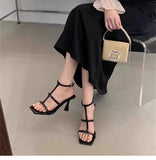 In The Summer Of 2025, The New French High-Heeled Women's Head With A Word Of Sandals With High-End Fine Sandals HZ0115