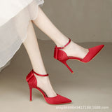 2025 New Summer Buckle With Bow High Heels Fine Heel Head Of Women's Shoes Sandals HZ0115