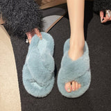 7Cm Thick-Bottomed Fur Slippers Wearing Autumn New Fashion Slope And Loose Cake Bottom-Size Cotton Slippers HZ0115