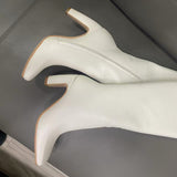 Three Three Round Head Thick And White High Barrel Boots Women 2025 Autumn And Winter New Super High Heel Thin But Knee HZ0115