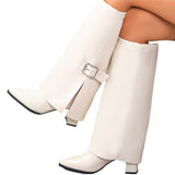 Belt Trouser Boots Women 2025 Autumn And Winter New High-Heeled Long Boots Thin And Knee Fashion Boots Size HZ0115