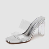 2025 Summer Slippers Women's Summer To Wear The New Crystal Coarse And Exposed Cool Drag Transparent Temperament High-Tall One-Word Drag HZ0115