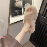 7Cm Thick-Bottomed Fur Slippers Wearing Autumn New Fashion Slope And Loose Cake Bottom-Size Cotton Slippers HZ0115