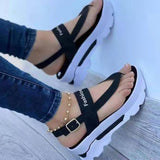 2025 Summer New Large-Size Slope Hedging Buckle Sandals Women Wearing Roman Sandals Outside The Thick Soles HZ0115
