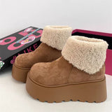 Cotton Boots Women 2025 Winter New Super Fire Retro Plus Velvet Small Thick Bottom Leisure Warm Snow Boots Winter HZ0115