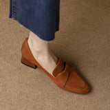 Brown French Singles Women's Pointed Thick Heel Small Leather Shoes Commuting Temperament Low Heel Women's Shoes HZ0115