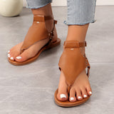 Large-Size Toe Sandals Women 2025 Leisure Flat-Bottomed Toes With A Word Buckle Beach Shoes HZ0115