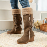 Large-Size Lady Cotton Boots After Matte Tuxedo High Boots Sleeve Slope And Snow Boots HZ0115