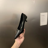 2025 Autumn And Winter New Pointed High-Heeled High-Heeled Shoes Leopard Print Fashion Commuting Low-Heeled Kitten Heel Single Shoes HZ0115