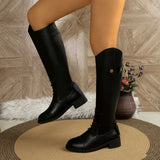 Round Head After The Zippered Knight Boots Autumn And Winter New Temperament High-Trace Knight Boots Woman HZ0115