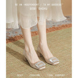 In The Fall Of 2025, The New Light-Mouthed Single-Shoe French Way Of Buckle Water Drill Rough Heel Shoes Pedaled High Heels Women HZ0115