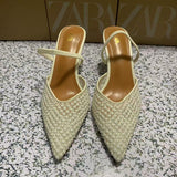 ZA Home 2025 New Women's Shoes Mesh Sharp Head Thick And Slippers Women's Summer Breathable Light, Comfortable And Comfortable Leisure High HZ0115