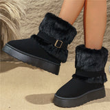Large-Size Snow Boots Women 2025 Winter New Round Head Leisure Bottom Plus Velvet Warm Short-Bodied Cotton Boots HZ0115