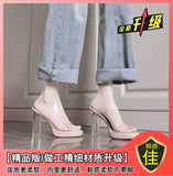 Small Man Not Tired Feet High-Heeled Women's Sandals 2025 Summer New Transparent Design Crystal Cool Slippers Outside HZ0115