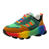Large-Size Casual Single Shoe Rainbow Sole Fashion Tie Flying Breathable Leisure Sports Single Shoes Women HZ0115