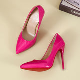 2025 Large-Size Spring High Heel High-Heeled Shoes Leather Sharp Single Shoes Women's Shoes Size 40-45 HZ0115