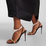 2025 Fashion New Sexy High-Heeled Round Toe With Temperament Summer Red Bottom Thin Sandals Woman HZ0115