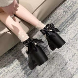 High-Heeled Mary Jane Shoes Women's New JK Small Leather Shoes In The Spring Of 2025 With Round Head Coarse Heel Shoes HZ0115