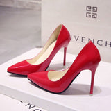 34-44-44-Yard Black High-Heeled Women 2025 New Fine Heel In Fairy Net Red Leather Pointed Single Shoe Heel HZ0115