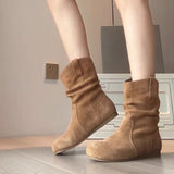 Heap Of Retro-Sensitive Small Martin Boots Flat-Bottomed Short Boots Round Head Design 2025 New Denim Western Boots Color HZ0115