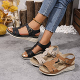 Soft Leather Roman Sandals Ladies Summer 2025 New Soft-Soled Mother Shoes Fashion Wear Ladies Sandals Slopes And Women's Shoes HZ0115