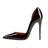 Side Air Red-Soled Black High-Heeled Women 2025 New Sexy Temperament Fine-Cut Sharp Leather Shallow Commuting Single Shoes HZ0115