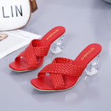 Crystal And High-Heery Slippers Women Font Cross-Woven With Women Cool Drag Women Slippers HZ0115