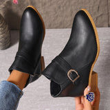 Large-Size Retro Martin Boots 2025 New Pointed Belt Buckle Side Zipper Chelsea Boots Women's Shoes HZ0115