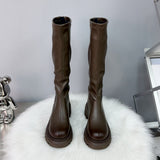 Long Boots 2025 Autumn High-Cvalry Knight Boots Thick Bottom Raised Women's Boots After Zipper Thin Boots HZ0115