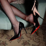2025 Summer New Pointed Black Red Bottom Shallow Professional Fashion Temperament Mature Simple High-Heeled Single Shoes HZ0115