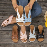 Large-Size Pure-Colored Slope And Slippers Women 2025 Summer New Flower Fashion Thick Bottom Fish Mouth Cold Slippers Women HZ0115