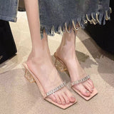 French Transparent Large-Size Thick-Heeled Sandals Women 2025 Summer New Fairy Wind High Heel Slippers Temperament Water Women's Shoes HZ0115