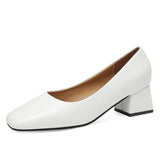 High-Heeled Women's Coarse Heel Shoes In The New Working Shoes Heel Shoes Large Leather Single Shoes Comfortable Commute Single Shoes HZ0115