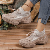 Couple Shoes 2025 Autumn Flying Mesh Shoes Sneakers Thick-Soled Coconut Breathable Lazy Casual Socks Shoes HZ0115
