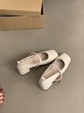 Vintage Square Head Thick Heel Single Shoes Women Spring And Autumn New French Evening Fairy Soft Skin Mary Jane Small Leather Shoes HZ0115