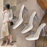 High-Heeled Sandals Women's Summer 2025 New Out-Of-Crystal Diamond Thick-Bottom Fairy Fairy-Selds Sexy Crystal Coarse And Cool Drag HZ0115