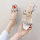 2025 New Summer With High-Heeled Sandals Water Dew Toe Shows Coarse And High Square Head Lady Legs Long HZ0115