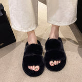 7Cm Thick-Bottomed Fur Slippers Wearing Autumn New Fashion Slope And Loose Cake Bottom-Size Cotton Slippers HZ0115