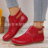 2025 Autumn And Winter Women's Shoes Fashion Code 43 Four Seasons Magic Stick Flat Bottom Short Boots Large Size Martin Boots HZ0115
