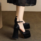 12CM Ultra-High Heel Sandals Waterproof Table Thick-Soled Thick Heel Hate Tiangao Show Women's Shoes Silk And Satin Main Wedding Shoes Artifact HZ0115