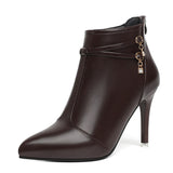 French Fine-Heeled Temperament Female Boots 25 Autumn And Winter New High Heel Boots Pointed Short Boots Nude Boots Large Women's Shoes HZ0115