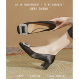 In The Fall Of 2025, The New Light-Mouthed Single-Shoe French Way Of Buckle Water Drill Rough Heel Shoes Pedaled High Heels Women HZ0115