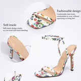 Lady's Head Print With Cross Ankle With Fine Heel Sandals Gorgeous High Heels HZ0115