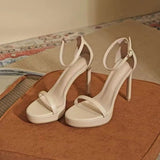 2025 New Summer Net Red High Heels With Sexy 12Cm Fine And Silver Waterproof Table Sandals Woman HZ0115