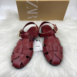 ZA Home 2025 New Leather Big Head Sandals Women Summer Wide Fat Feet Soft Low Pure Bag Heel Head Cow HZ0115