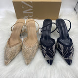 ZA Family 2025 New Women's Shoes Low Heel Temperament High Heels Autumn Bag Head Fashion Showfy Sandals Women HZ0115