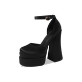 12CM Ultra-High Heel Sandals Waterproof Table Thick-Soled Thick Heel Hate Tiangao Show Women's Shoes Silk And Satin Main Wedding Shoes Artifact HZ0115