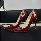 34-44-44-Yard Black High-Heeled Women 2025 New Fine Heel In Fairy Net Red Leather Pointed Single Shoe Heel HZ0115