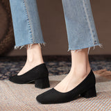 High-Heeled Women's Coarse Heel Shoes In The New Working Shoes Heel Shoes Large Leather Single Shoes Comfortable Commute Single Shoes HZ0115